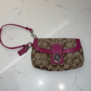 Pink and Brown COACH Wristlet